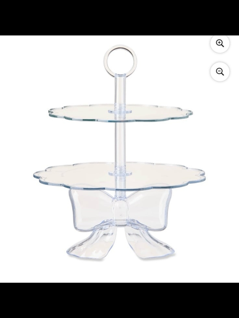 2 Tier Clear Plastic W/Bow Cupcake & Sweet Treats Stand ~ Easy Assembly NEW